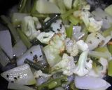 A picture of step 2 of Phulkopir Data Chorchori/ Cauliflower Stalk Curry.
