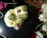 A picture of step 11 of Paneer paan kalash in kesriya Rabdi.