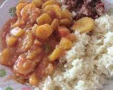 A picture of step 6 of Rice with matoke.