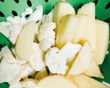 A picture of step 1 of Aloo Ghobhi (Potatoes & Cauliflower).