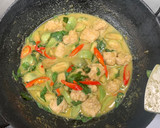 A picture of step 7 of Green Curry with Pork Balls.