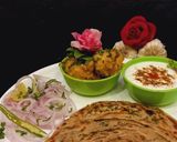 A picture of step 13 of Laccha Paratha with Aloo Sabzi.