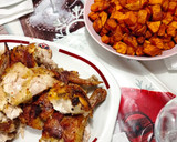 Foto del paso 5 de la receta: Pollo al chimichurri con trampó mallorquín, patatas y boniatos