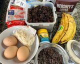 Foto langkah ke 1 dari resep Chocolate Oat Raisin & Banana Cake (Anti Gagal, Tanpa Terigu dan Gula) ❤️.
