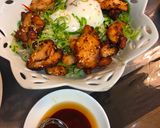 A picture of step 6 of Colorful Vegetable Salad with Fried Chicken and Poached Egg.