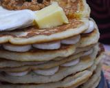 A picture of step 15 of Chick pea and banana pancakes with peanut butter spread.