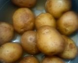 A picture of step 1 of Mint masala BBQ potatoes with cheesy white gravy.