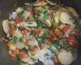 A picture of step 3 of Potato with spring onion.