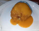 Foto del paso 5 de la receta: Bomba de patata rellena, con suquet de langostinos