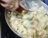 A picture of step 4 of Italian white sauce pasta.