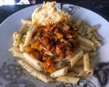 Foto del paso 7 de la receta Macarrones con pisto de verduras y crujiente de queso