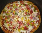 A picture of step 6 of Vegetable pizza without pizza base and without microwave.