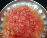 A picture of step 5 of Punjabi bitter gourd rounds in tomato gravy.