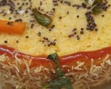 A picture of step 3 of Veggie dhokla.