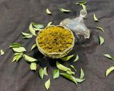 A picture of step 5 of Karivepaku karam podi curry leaves powder Andhra style.
