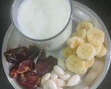 A picture of step 1 of Almond Date Smoothie/ Delicious And Nutritious Badam Khajoor Shake For Sehri ✨.