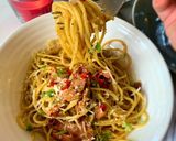 A picture of step 9 of Classic Carbonara.