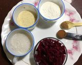 A picture of step 1 of Banana Beetroot Pancakes.