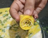 A picture of step 8 of Gujarati Khandvi.