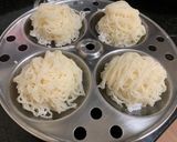 A picture of step 6 of Suji Idiyappam with coconut chutney.