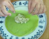 A picture of step 5 of Pandan Crepe with Young Green Rice Filling.
