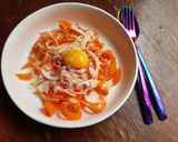 Une image de l'étape 4 de Tagliatelles de carottes à la carbonara.