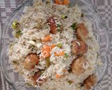 A picture of step 4 of Vegetable Rice with gola kabab.