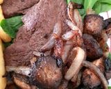 A picture of step 5 of My Garlic Buttered Steak, Mushroom and Onions. 😀.