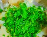 A picture of step 1 of Aloo ke parathe with green chutney.