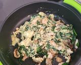 A picture of step 3 of Trofie pasta with spinach, pesto and ricotta cheese.