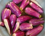 A picture of step 2 of Brinjal Patchadi.