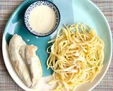 Une image de l'étape 6 de Linguines et escalopes de poulet à la crème.