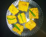 A picture of step 10 of Steamed Khaman Dhokla.
