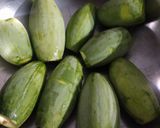 A picture of step 1 of Bharwa parwal ki sabji with besan.