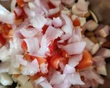 A picture of step 1 of Paneer chikpea salad.