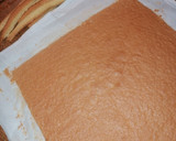 A picture of step 3 of Swiss Roll (Sponge Cake with Whipped Cream and Ganache) 🤤.