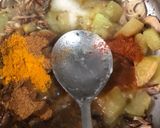 A picture of step 3 of Pumpkin Uttapam, sambhar and chutney.