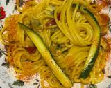 A picture of step 6 of One-Pan Spaghetti with Clams, Zucchini, and Saffron.