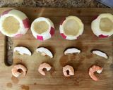 A picture of step 4 of Savory steamed egg custard with shrimp in radish cup.