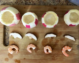 A picture of step 4 of Savory steamed egg custard with shrimp in radish cup.