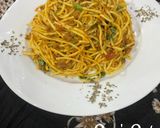 A picture of step 3 of Shimla Mirch Kheema Spaghetti.