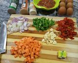 A picture of step 3 of Chapati and veggie egg sauce.