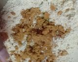A picture of step 2 of Homemade crispy Patra with some spicy green chutney.