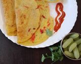 A picture of step 4 of Moong dal chilla.