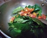 A picture of step 2 of Arabi leaves ki saag.