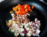 A picture of step 1 of Lahsuni Bhindi or Garlic Okra.