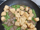 Tumis buncis, bakso, tahu