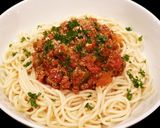 A picture of step 6 of Spaghetti Bolognese.