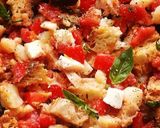 A picture of step 3 of Baked Southern Panzanella.