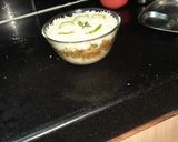 A picture of step 5 of Hyderabadi biryani with raita.